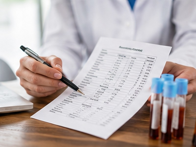 Practitioner reviewing functional blood analysis results with patient